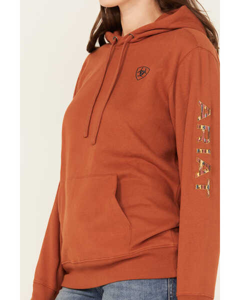 Image #3 - Ariat Women's Southwestern Print Embroidered Logo Hoodie , Rust Copper, hi-res