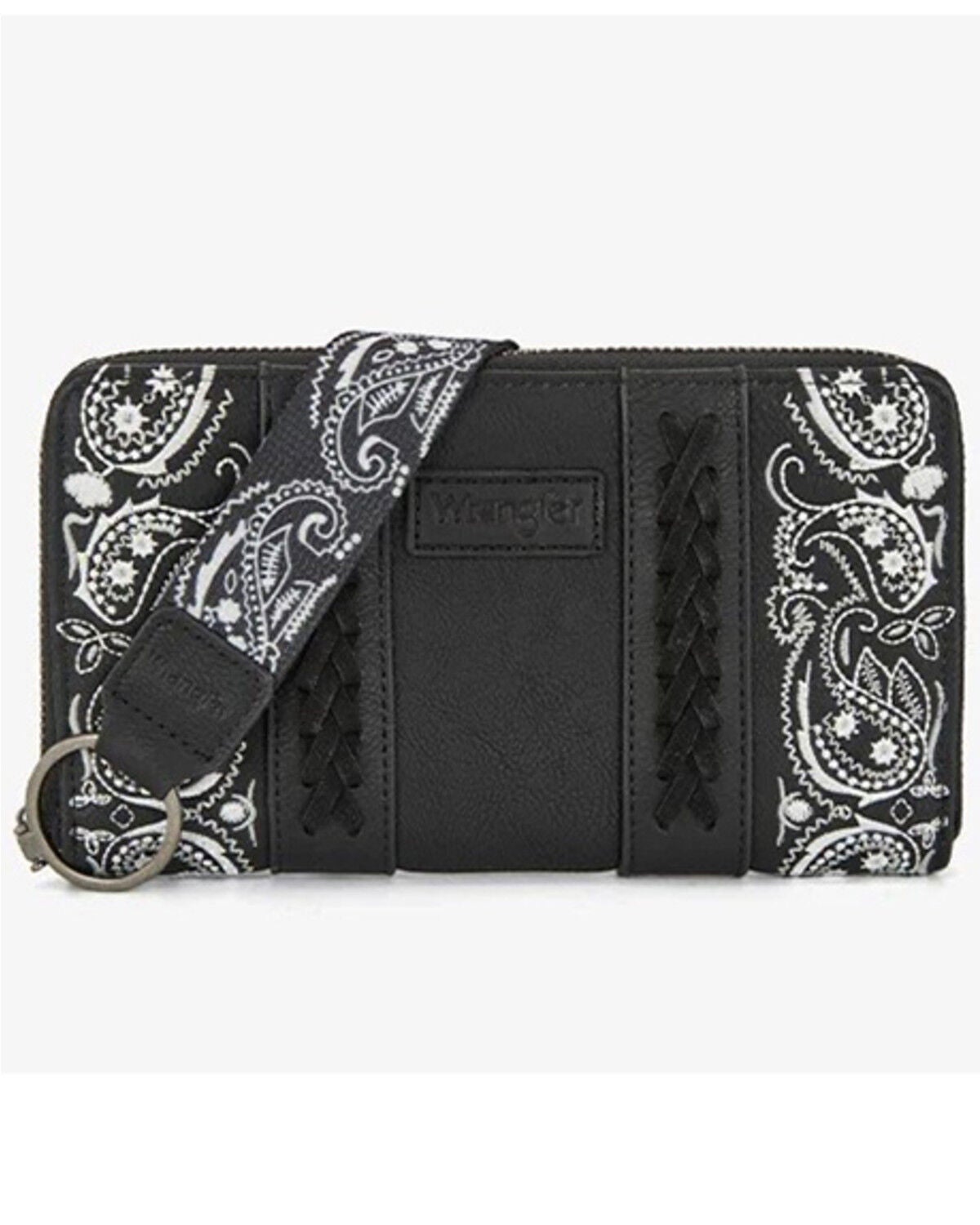 Wrangler Women's Bandana Paisley Wallet, Black, hi-res