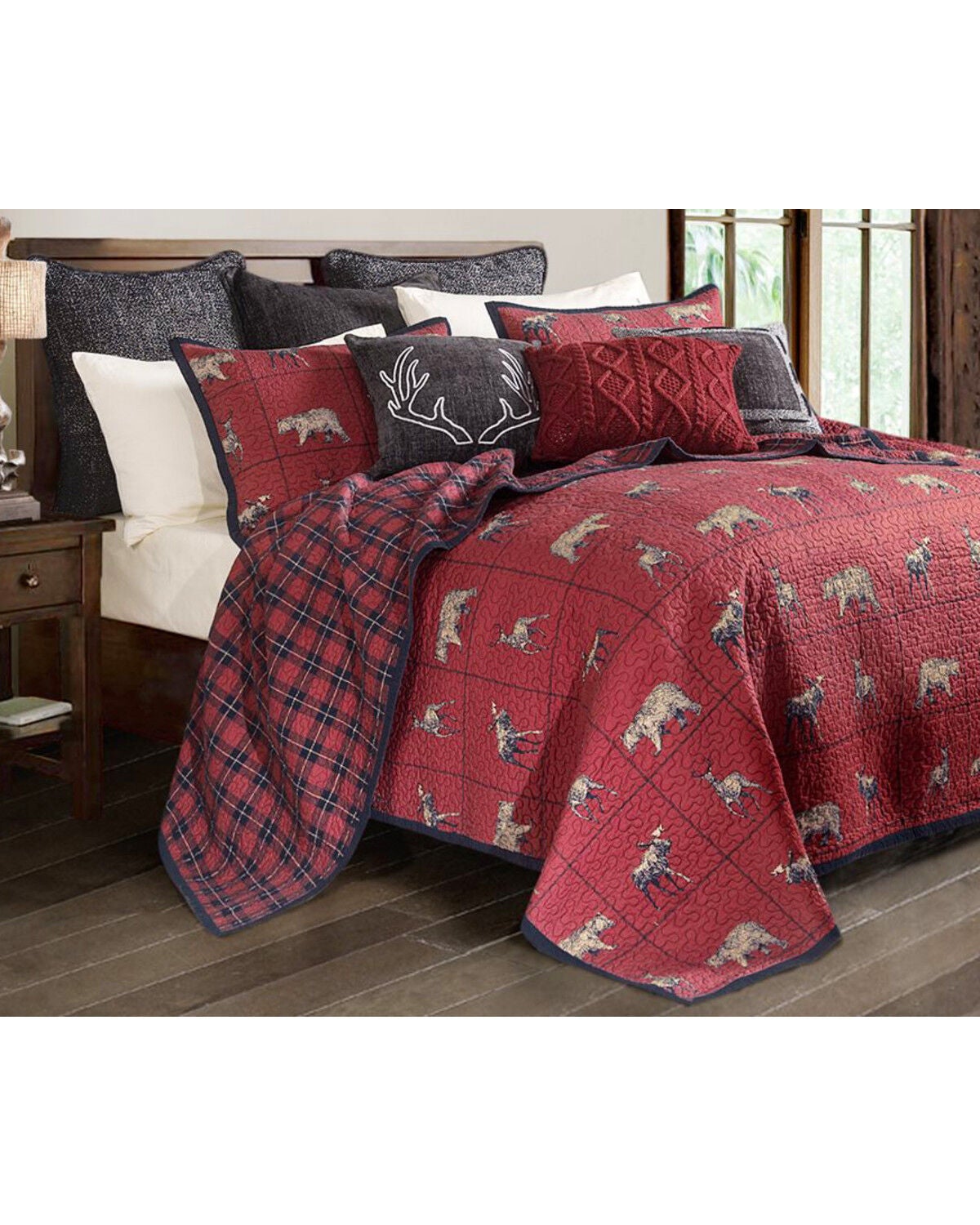 HiEnd Accents 3 Piece Woodland Plaid Quilt Set - Full/Queen, Multi, hi-res