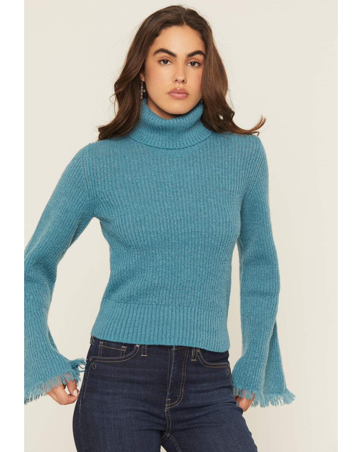 Image #1 - Shyanne Women's Bell Sleeve Marled Sweater, Turquoise, hi-res