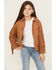 Image #3 - Fornia Girls' Floral Embroidered Fringe Jacket, Camel, hi-res