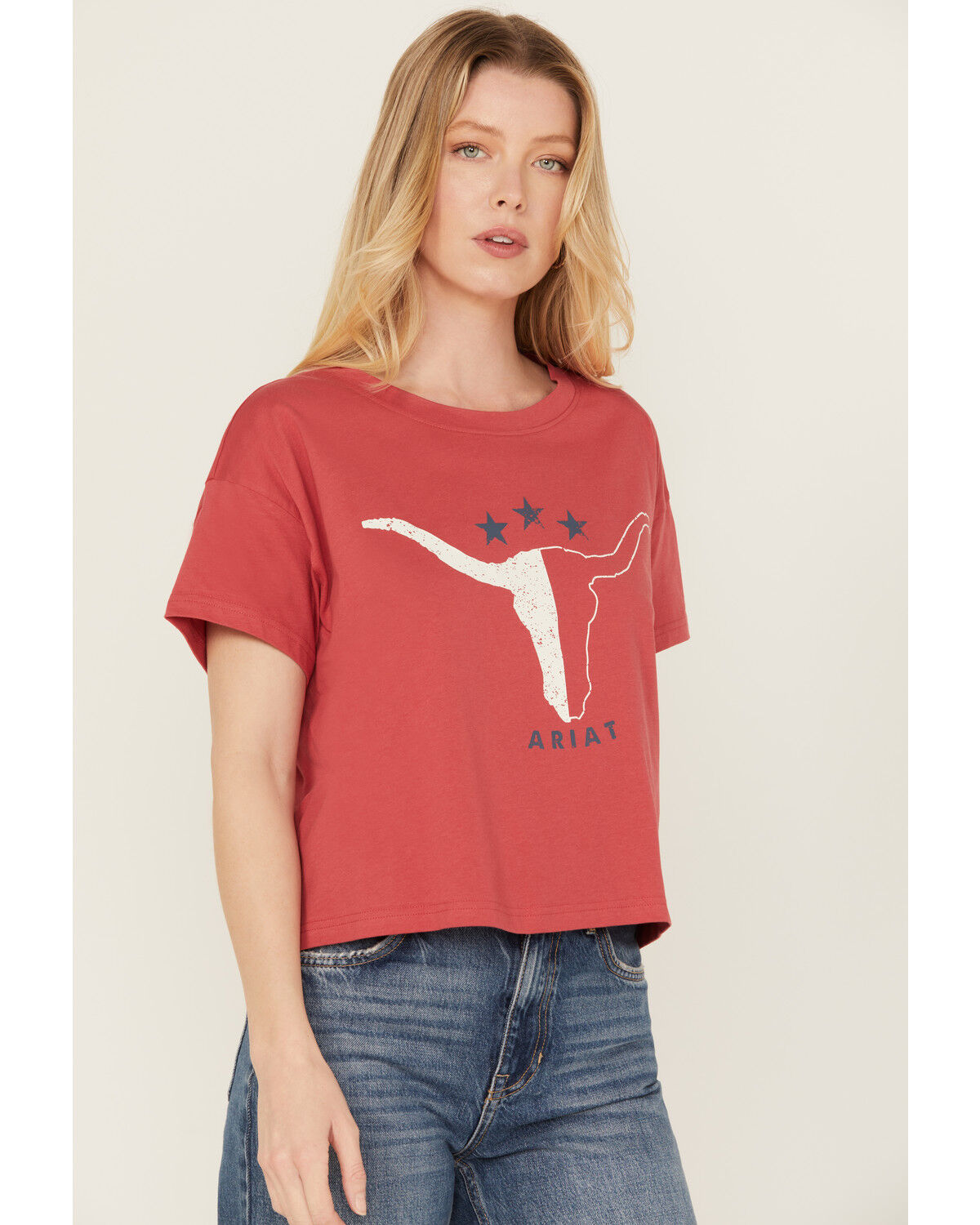 Image #2 - Ariat Women's Steer Lone Star Short Sleeve Cropped Graphic Tee, Rust Copper, hi-res