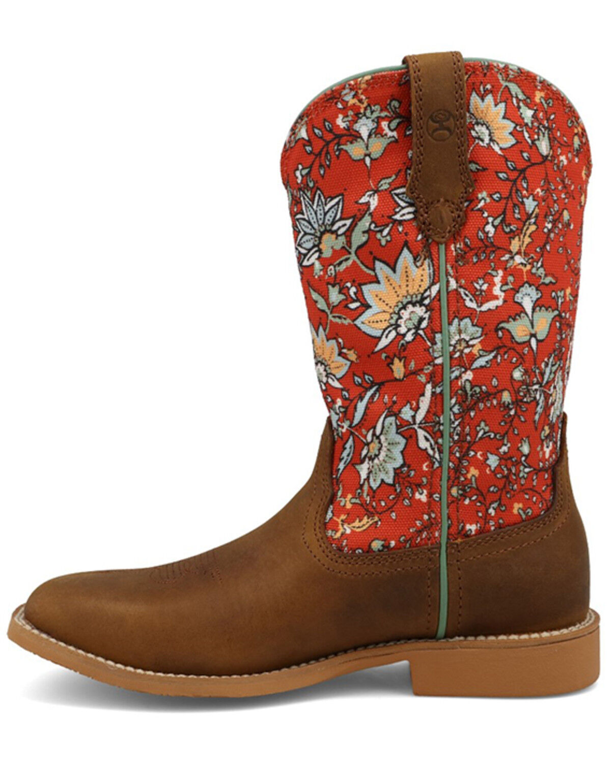 Image #3 - Hooey by Twisted X Girls' Floral Western Boots - Broad Square Toe, Red, hi-res