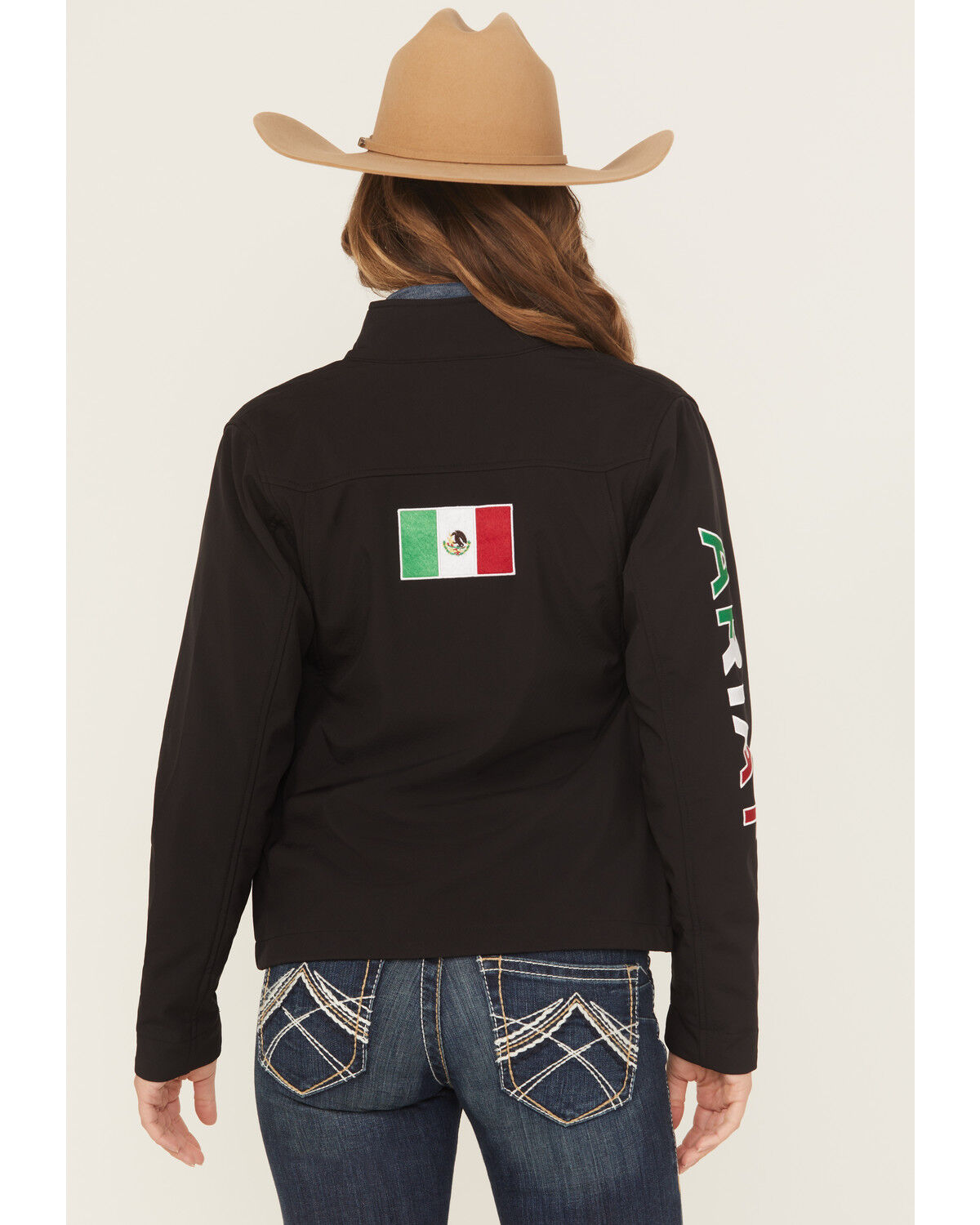 Image #4 - Ariat Women's Classic Team Mexico Flag Softshell Jacket, Black, hi-res