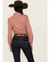 Image #4 - Rough Stock by Panhandle Women's Geo Print Long Sleeve Pearl Snap Stretch Western Shirt, Rust Copper, hi-res