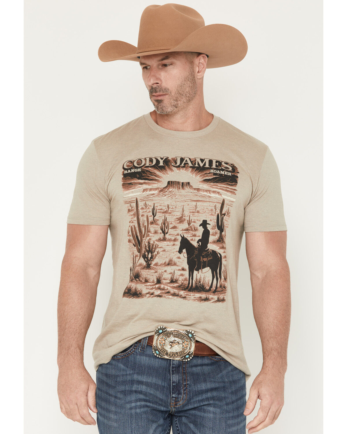 Image #1 - Cody James Men's Range Rider Short Sleeve Graphic T-Shirt, Sand, hi-res