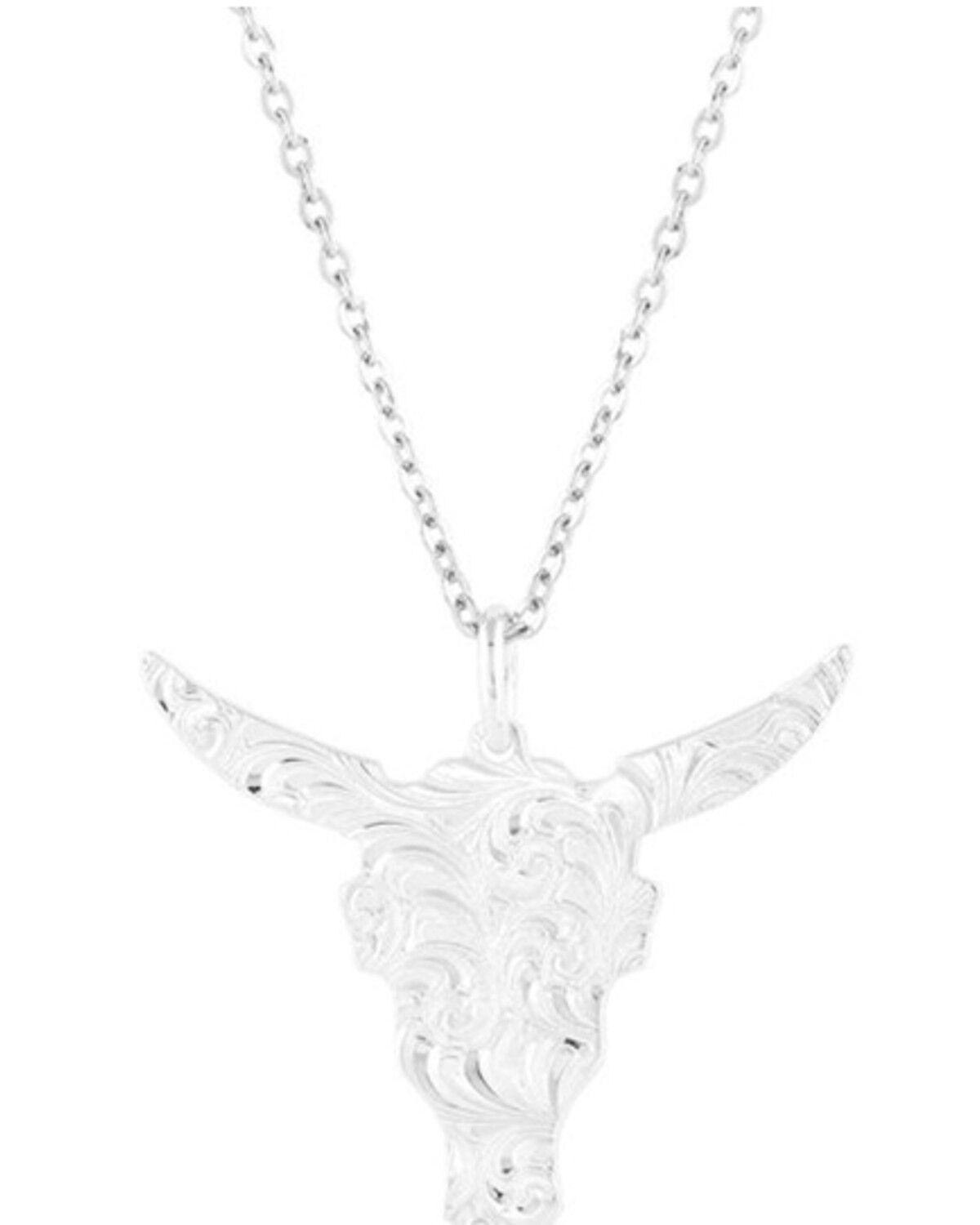Image #2 - Montana Silversmiths Women's Chiseled Steer Head Turquoise Necklace, Turquoise, hi-res