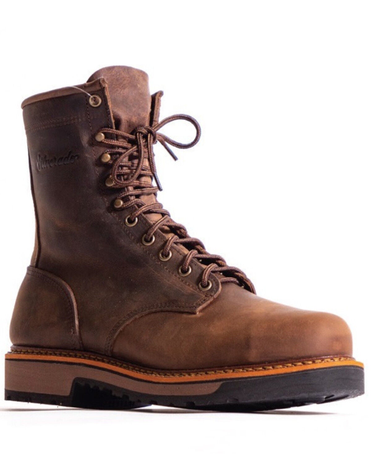 Silverado Men's Lace-Up Work Boots - Steel Toe, Brown, hi-res