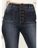 Image #2 - Cello Women's Dark Wash Exposed Button High Rise Flare Jeans, , hi-res