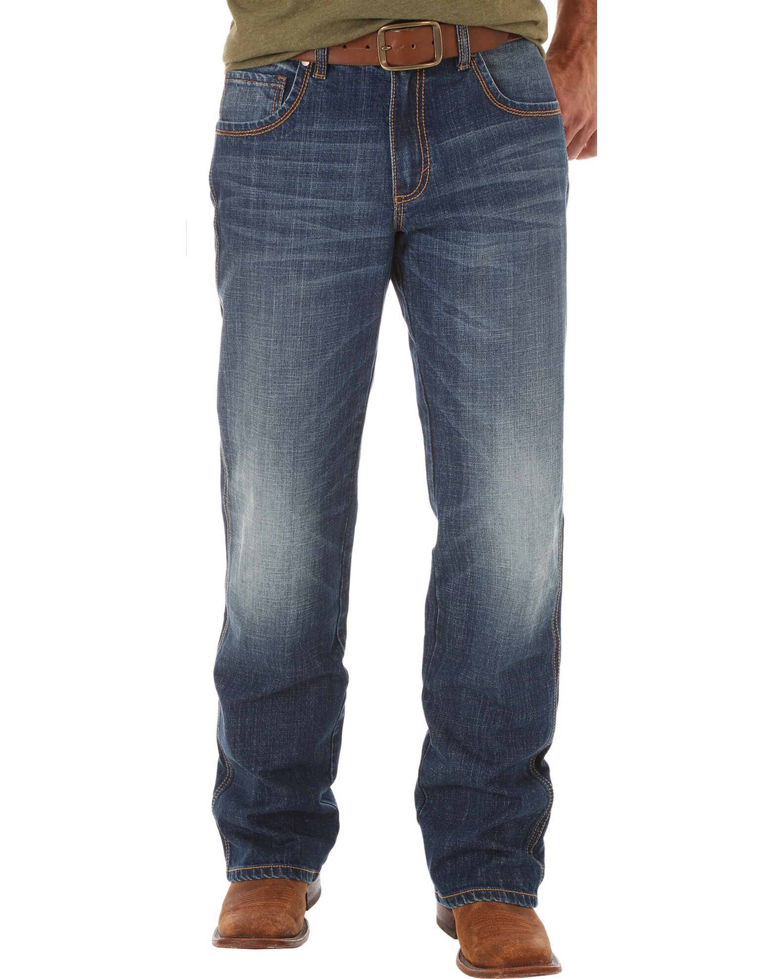 Image #2 - Wrangler Retro Men's Relaxed Fit Dark Wash Boot Cut Jeans - Big and Tall, Indigo, hi-res