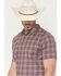 Image #2 - Cody James Men's Cowboy Brew Plaid Print Short Sleeve Button-Down Stretch Western Shirt, Burgundy, hi-res
