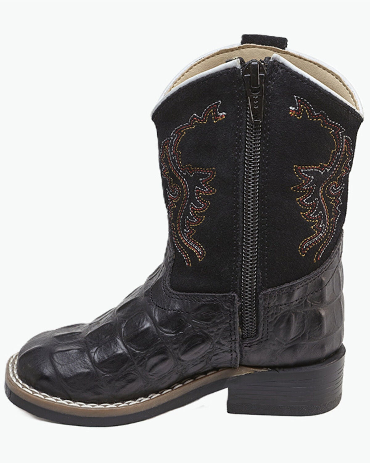 Image #3 - Old West Toddler Boys' Faux Alligator Western Boots - Broad Square Toe, Black, hi-res