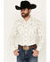 Image #1 - Ely Walker Men's Southwestern Print Long Sleeve Pearl Snap Western Shirt, Cream, hi-res
