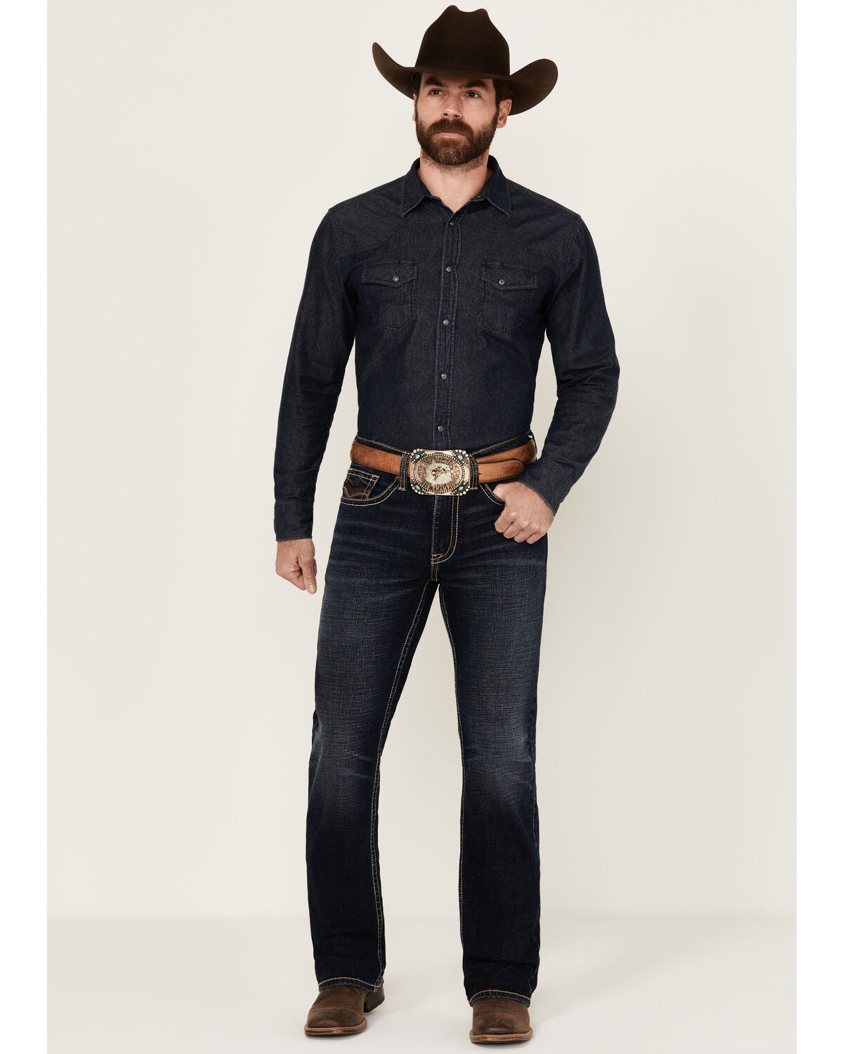 Cody James Men's Night Ranger Wash Wyatt Slim Bootcut Stretch Denim Jeans, Dark Wash, hi-res