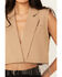 Image #3 - Vocal Women's Cropped Blazer Fringe Vest , Taupe, hi-res