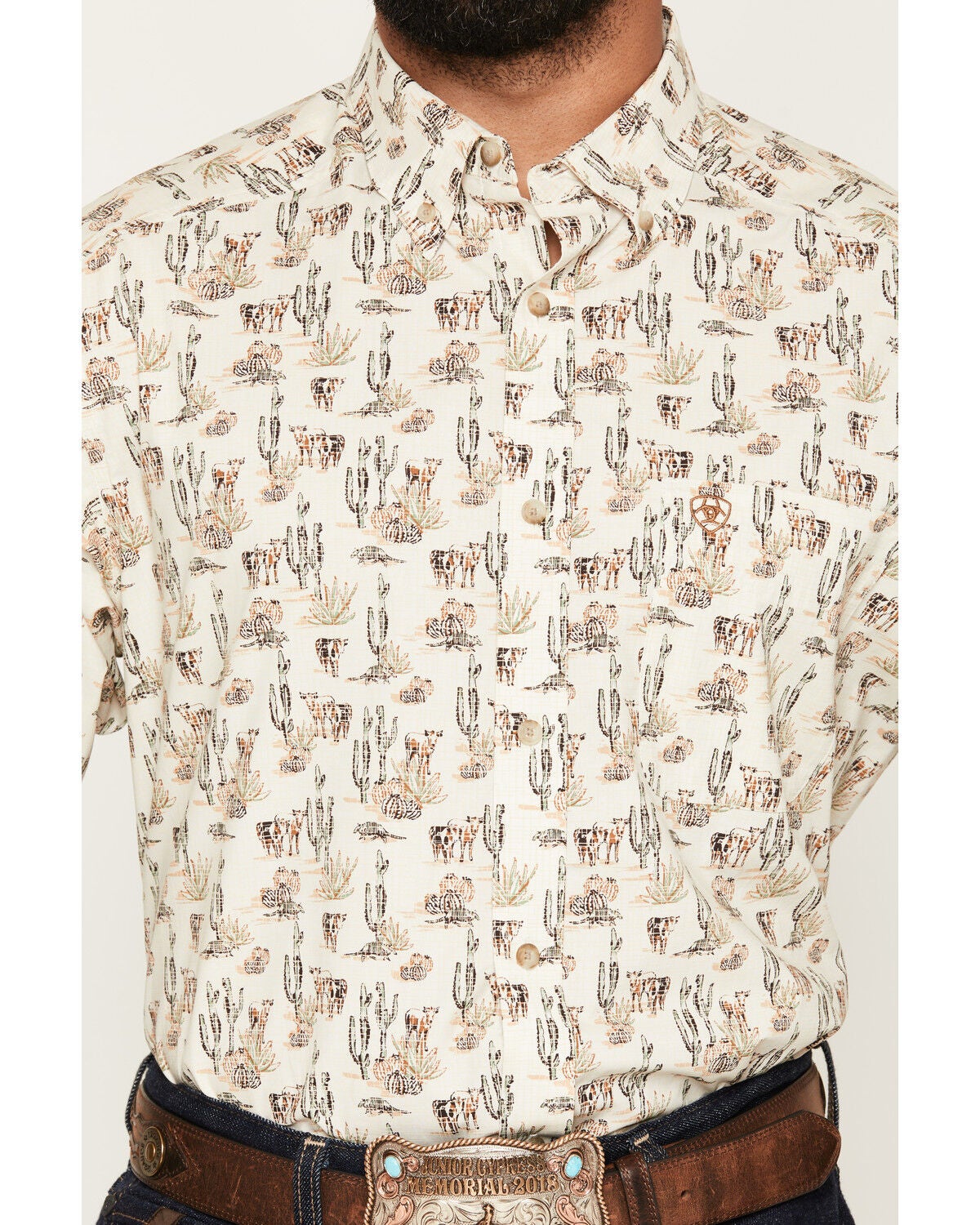 Image #3 - Ariat Men's Luthor Scenic Print Long Sleeve Button-Down Western Shirt, Cream, hi-res