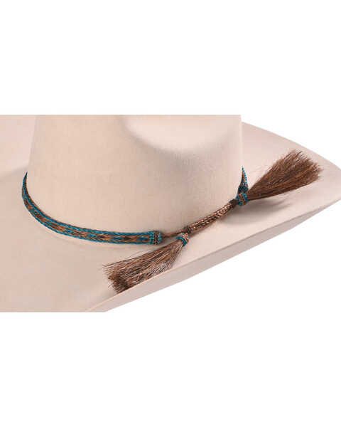 Image #2 - Cody James Men's Braided Horsehair & Tassel Hat Band, Chocolate/turquoise, hi-res