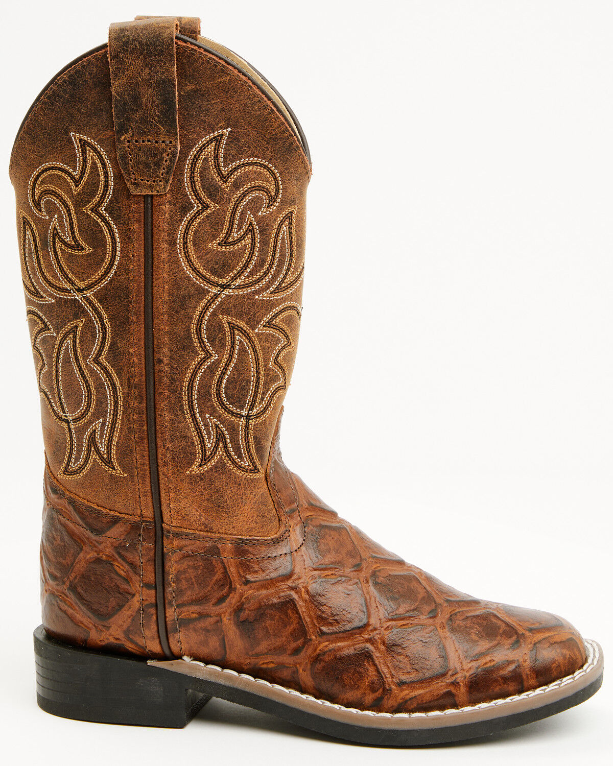 Image #2 - Cody James Boys' Duke Pirarucu Print Western Boots - Broad Square Toe, Brown, hi-res
