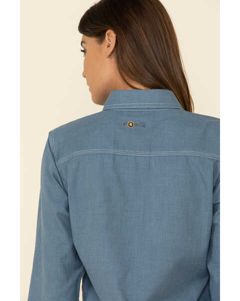 Image #4 - Carhartt Women's FR Force Lightweight Button Front Long Sleeve Shirt , Steel Blue, hi-res