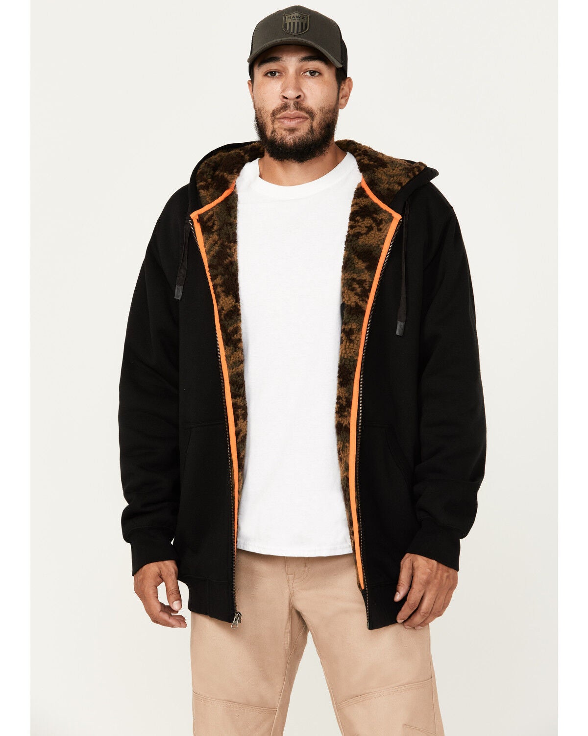 Hawx Men's Sherpa Lined Hooded Jacket, Black, hi-res