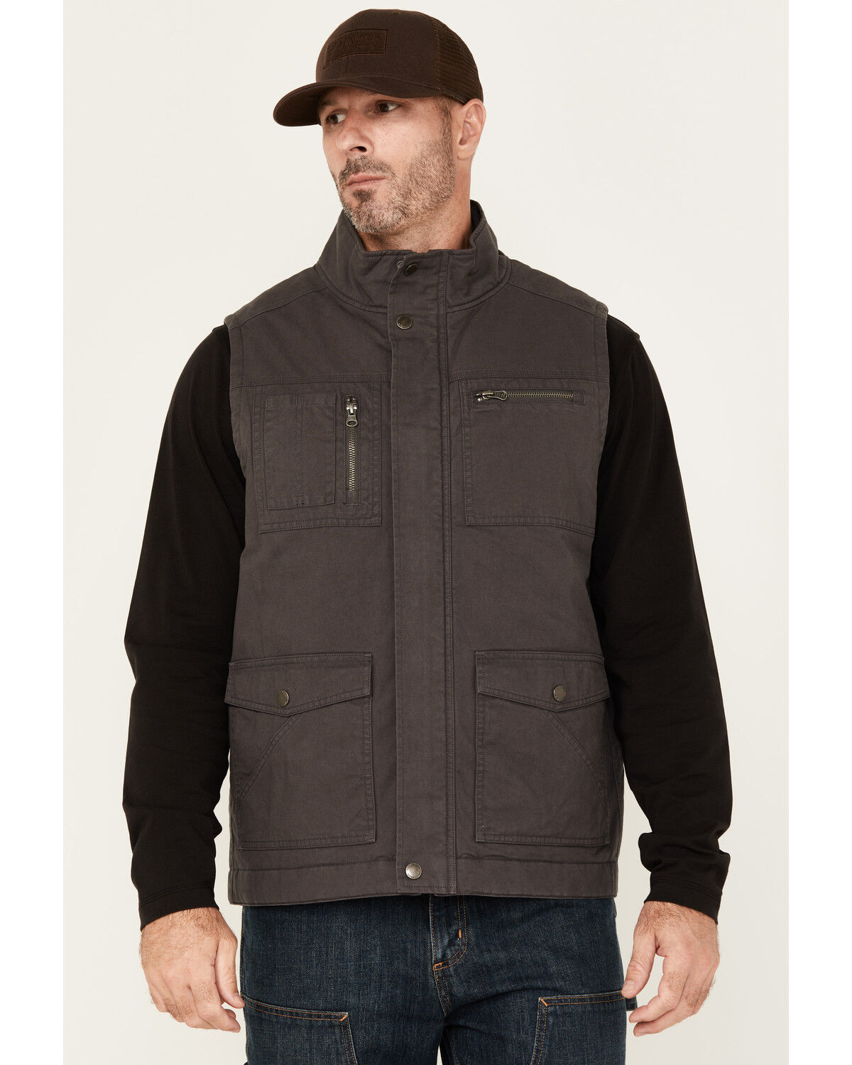 Image #1 - Lucky Brand Workwear Men's Slub Canvas Insulated Vest, Grey, hi-res