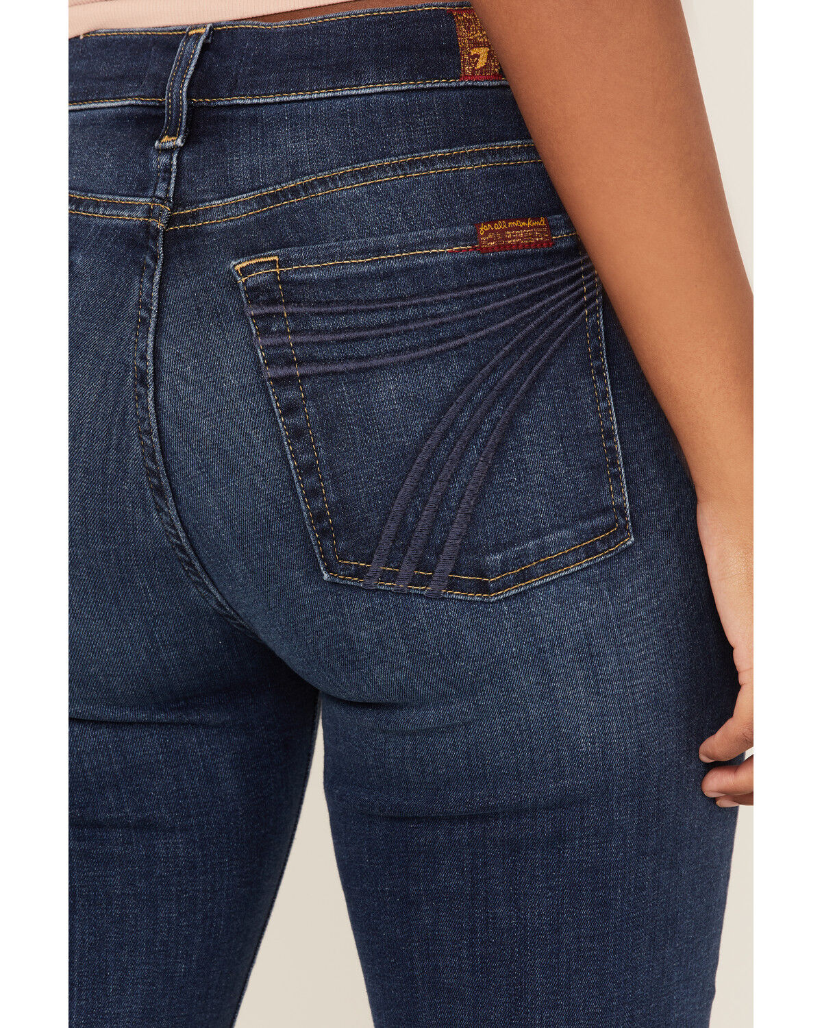 Image #2 - 7 For All Mankind Women's Dark Wash Mid Rise Dojo Trouser Flare Jeans, Blue, hi-res