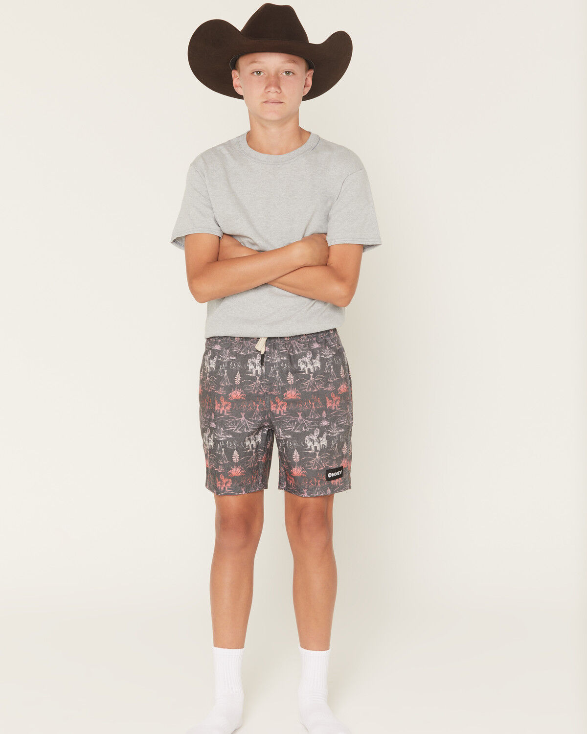 Image #1 - Hooey Boys' Printed Board Shorts, Grey, hi-res