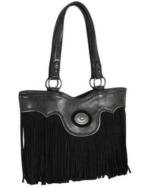 Justin Women's Fringe Concealed Carry Tote Bag , Black, hi-res