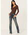 Image #3 - Grace in LA Women's Medium Wash Mid Rise Cross Pocket Bootcut Jeans , Medium Wash, hi-res