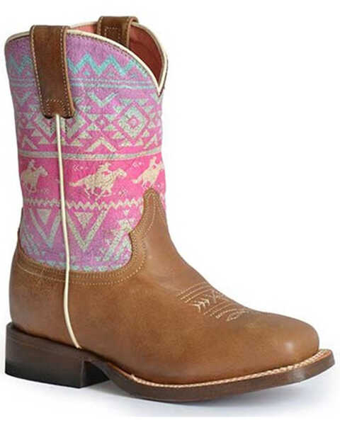 Image #1 - Roper Little Girls' Pony Western Boots - Square Toe, Tan, hi-res