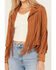 Image #3 - Blue B Women's Studded Fringe Faux Suede Jacket, Camel, hi-res