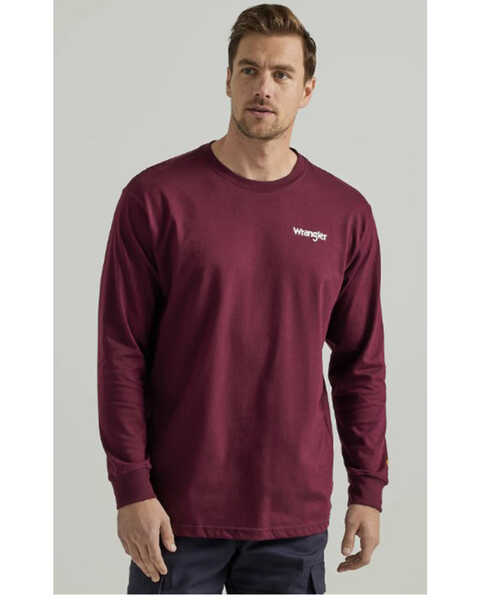Image #2 - Wrangler Men's FR Eagle Long Sleeve Graphic T-Shirt , Wine, hi-res