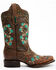Corral Women's Studded Floral Embroidery Western Boots - Square Toe, Brown, hi-res