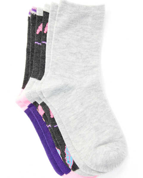 Image #3 - Leg Apparel Girls' 3-Pack Dreamcatcher Crew Socks, Heather Grey, hi-res