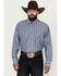 Image #1 - George Strait by Wrangler Men's Striped Long Sleeve Button-Down Western Shirt - Big, Blue, hi-res