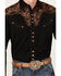 Image #3 - Scully Men's Embroidered Gunfighter Long Sleeve Snap Western Shirt, Black, hi-res