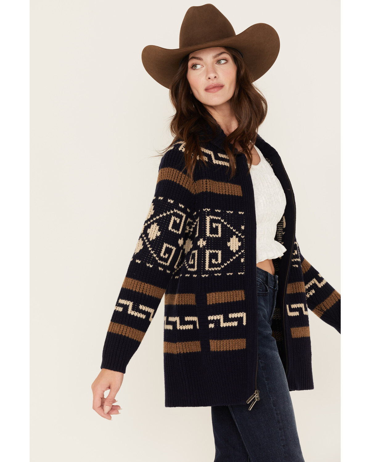 Image #2 - Pendleton Women's Westerley Mixed Print Long Cardigan Sweater, , hi-res