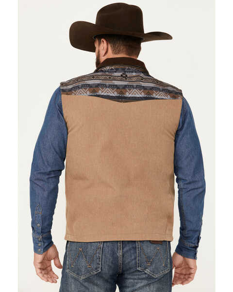 Image #4 - Hooey Men's Southwestern Print Softshell Vest, Tan, hi-res