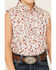 Shyanne Girls' Floral Print Sleeveless Western Snap Shirt, Ivory, hi-res