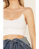 By Together Women's Seamless Rib-Knit Crop Cami , White, hi-res