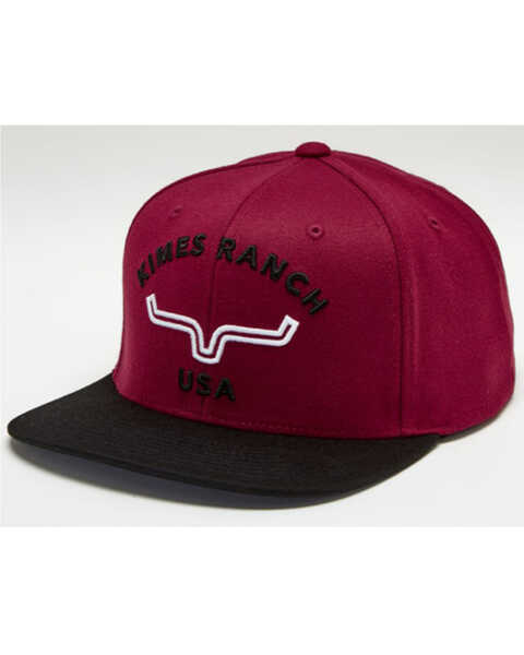Kimes Ranch Men's Dark Red Arched 3D Logo Mesh-Back Trucker Cap , Dark Red, hi-res