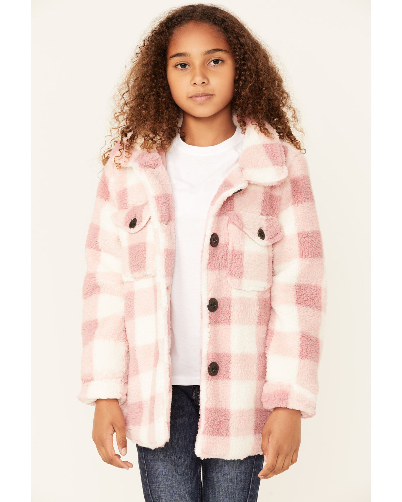 Urban Republic Little Girls Plaid Print Sherpa Jacket Sheplers