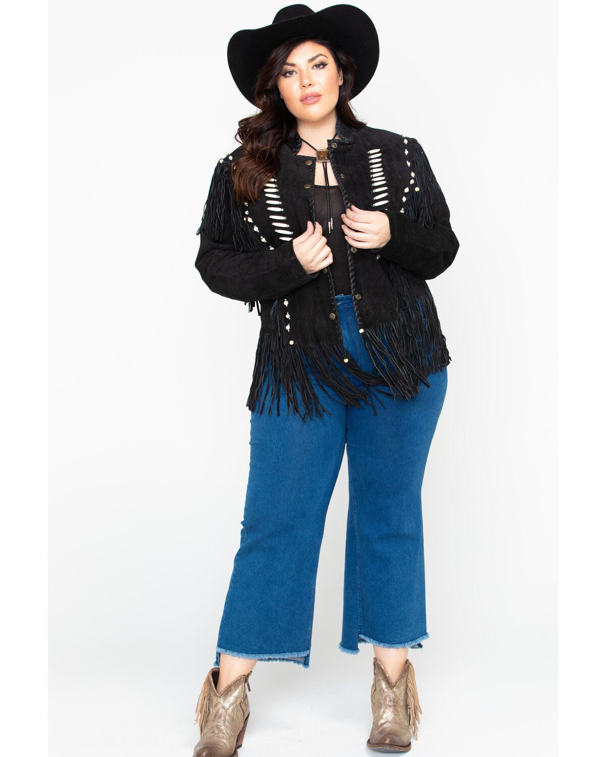 Image #7 - Liberty Wear Bone Bead & Fringe Leather Jacket - Plus, , hi-res