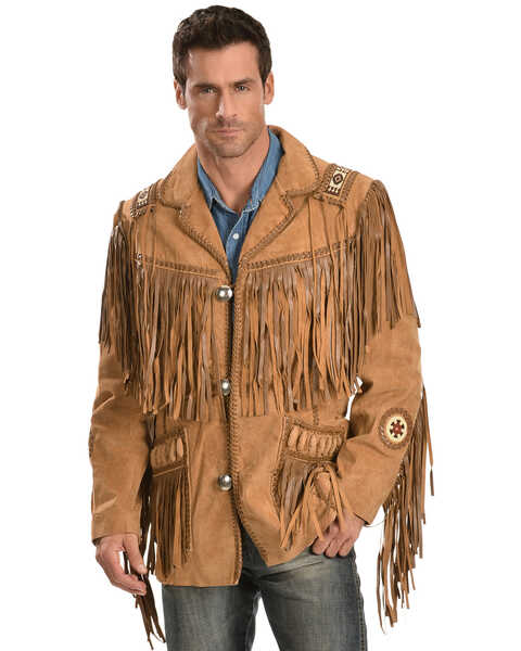 Scully Men's Fringed Suede Leather Coat - Tall, Buck Tan, hi-res