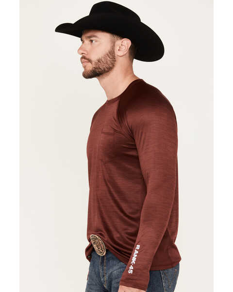 RANK 45® Men's Long Sleeve Performance T-Shirt, Wine, hi-res