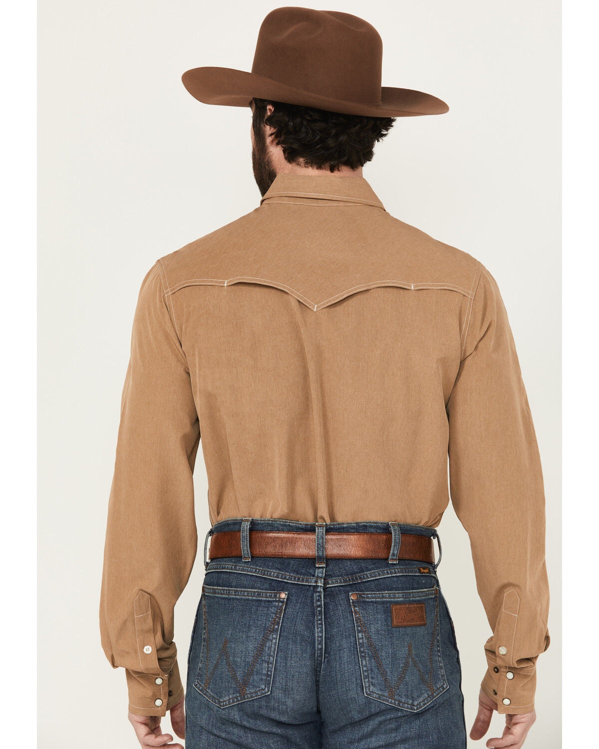 Image #4 - Cinch Men's Solid Arenaflex Long Sleeve Snap Western Performance Shirt, Brown, hi-res