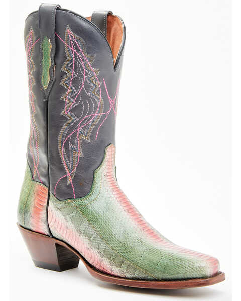 Dan Post Women's Exotic Watersnake Skin Western Boots - Square Toe, Green, hi-res