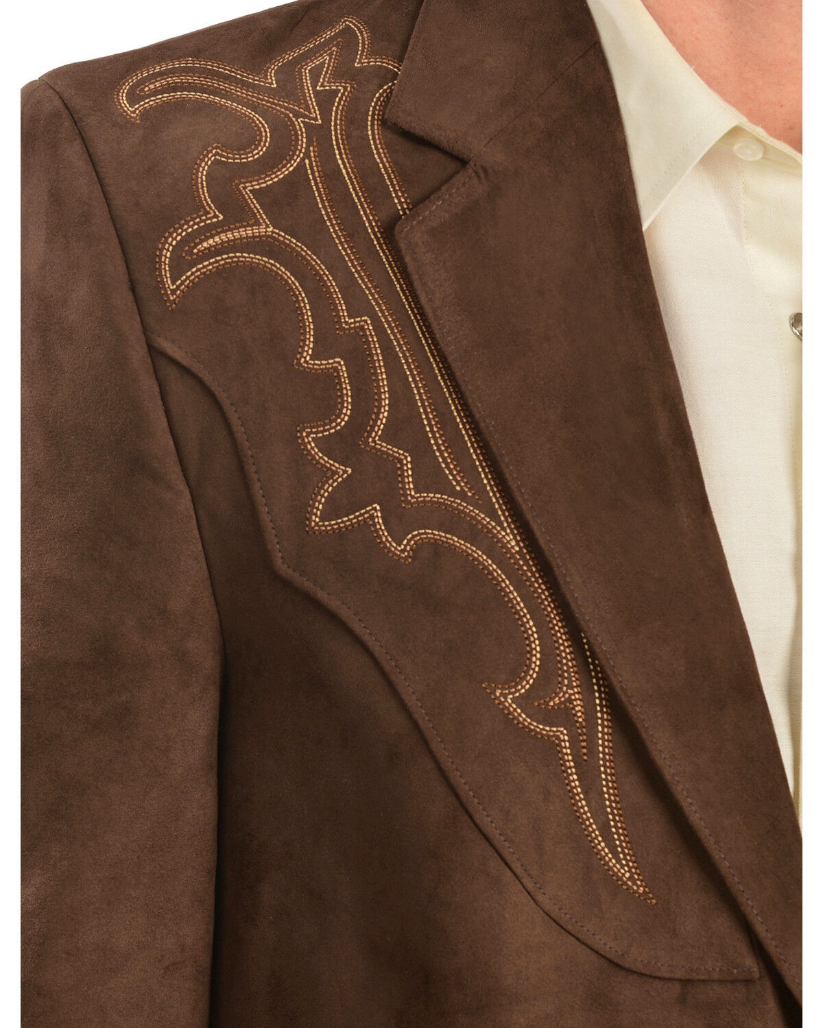 Image #4 - Circle S Men's Embroidered Micro-Suede Sportcoat, Chestnut, hi-res