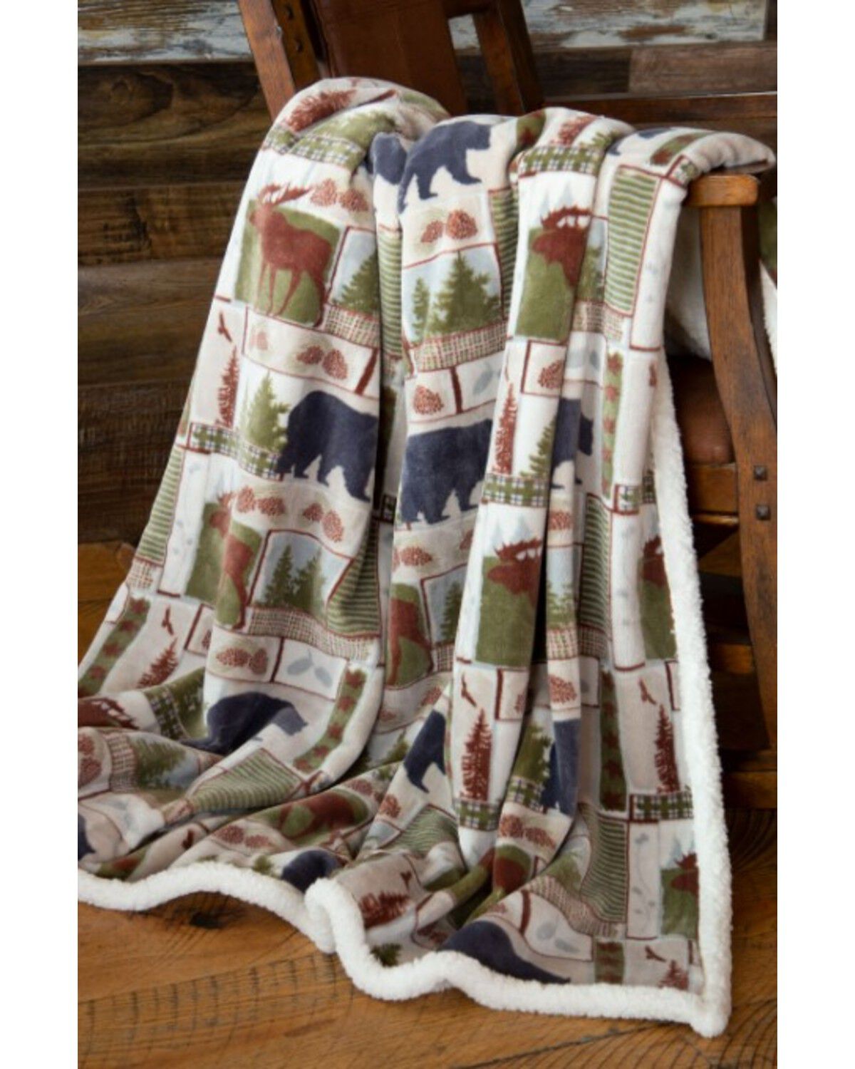 Image #4 - Carstens Home Vintage Lodge Plush Throw, White, hi-res