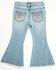 Image #1 - Shyanne Toddler Girls' Light Wash Lacey Bow Embroidered Flare Stretch Denim Jeans, Light Wash, hi-res